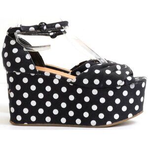 Asos Women's 6 Black White Polka Dot Platform Sandals Rockabilly Retro Pin-up